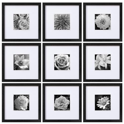 eletecpro 10x10 Picture Frames Set of 9 with Mat for