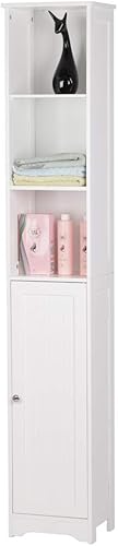 Miniatura 5 de FCH Armario de baño de 67 pulgadas de alto, gabinete delgado de piso, organizador de almacenamiento estrecho blanco con estantes ajustables,