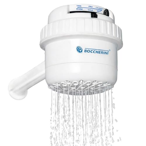 BOCCHERINI 110V Shower Head Heater – Electric Shower Head for Bathroom, Ducha Electrica 110V para Agua Caliente, Wall Mount, 3 Temperature Settings