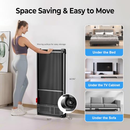 Image of Walking Pad Treadmill for Home - Under Desk Treadmills Mini Portable Walking Running Machine Slim Compact Small Lightweight Motorized Electric Treadmill with Adjustable Speed Remote