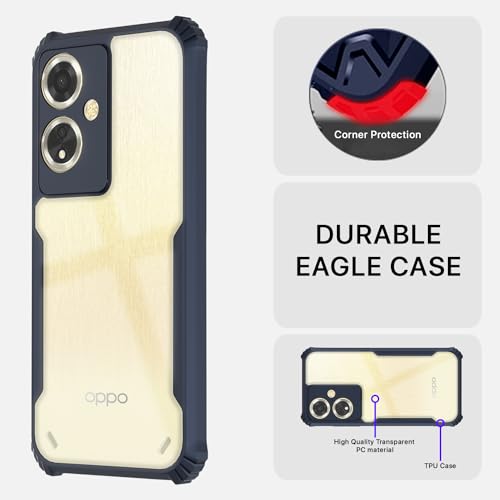 Image of Pikkme Oppo A59 5G Back Cover | Crystal Clear Transparent Back | Ultra Hyrbid | Full Camera Protection | Raised Edge | Bumper Back Case (Blue)