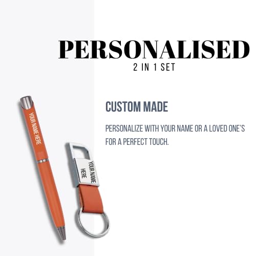 Image of Personalized 2-in-1 Gift Set Pen and Keychain | For Corporate, Brother, Sister Office Gifting (Tan)