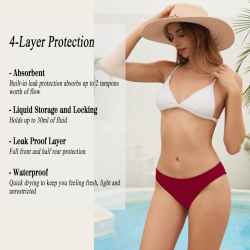 Image of Leoparts Period Swimwear Leakproof Bikini Bottoms Low Rise Swimuit Bottom Briefs for Teen Girls Women