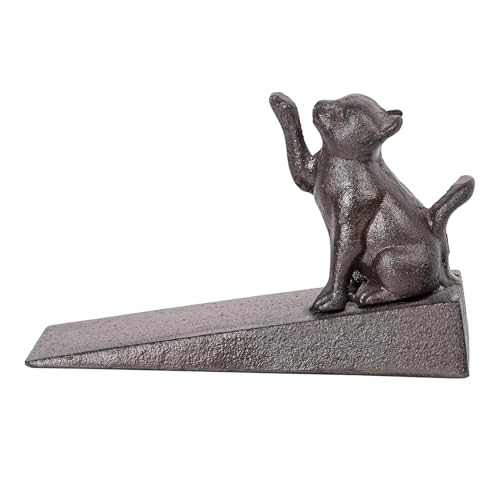 Sungmor Fermaporta a battente per fermaporta in ghisa resistente | Statua animale gatto coperta decorativa esterna coperta | Supporto per porta antivento per cortile giardino cortile fattoria