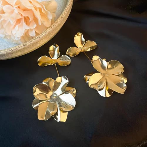 Boucles d'oreilles fleurs maxi style haute couture rétro - 4