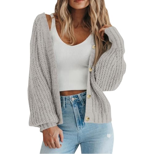 Cardigan Sweaters for Women V Neck Button up Oversized Short Cardigans Casual Cozy Chunky Knit Sweater Coats Jacket2