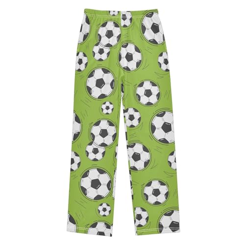 Boys' Pants Soccer Balls Bright Green Long Bottoms Jogger Pants Elastic Waist Trousers with Pockets S-XL