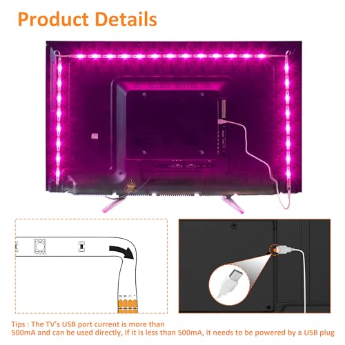 MY LAMP 2.0M LED TV Backlight USB Bias Lighting with 16 Colors and 4 Dynamic Mode for 40 to 60 Inch HDTV,PC Monitor,Led Light Strip.(4pcs x 0.5m Led Strips)