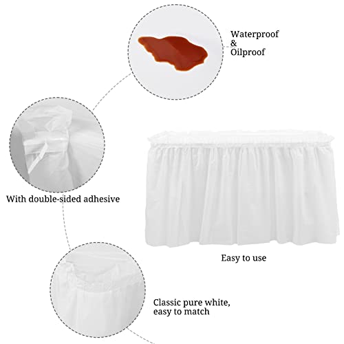 8 Pack Table Skirt Disposable White Table Skirts Carnival Theme Party Decorations 29 In X 14 Ft Disposable Table Skirts For Wedding Engagement Party Baby Shower #TOP4