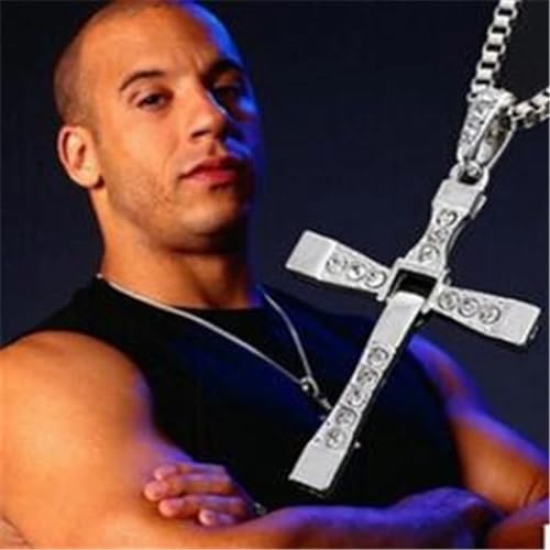 Dominic Toretto Celebrity Vin Diesel Item Crystal Jesus Men Cross Pendant Necklace Gift Jewelry, As Pic, KIEUUPLOAD-T03-US-TP14624