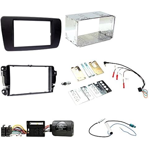 Connects2 CTKST01 - Seat Ibiza 2008-2014 Azabache Black Double DIN Fascia & Steering Wheel Control Interface Kit Cover