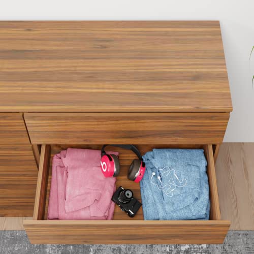Image of VIKI Dresser with 8 Drawers, Chest of 8 Drawers,Clothes Storage, Organizer Unit for Bedroom, Hallway, Entryway,Easy Pull Drawers, Width 160cms, Brussel Walnut Colour | 1 Year Warranty | Free Assembly