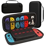 【Switch 有機ELモデル対応】EVA素材 全面保護ケース - 8枚ゲームカード収納、防塵・防汚・防水・耐衝撃、持ち運び便利 大容量収納バッグ ブラック バレンタインデープレゼントに最適