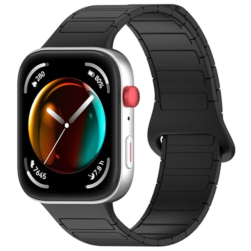 TYEMLM Magnetic Loop For Huawei Watch Fit 3 Strap Accessories NEW Silicone Replacement belt Correa Bracelet for Huawei watch fit3 Band Watchbands(Black)