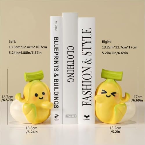 Adorable Hugging Banana Book Ends, Creative Banana Bookends, Resin Office Desk Accessories, Book Ends for Shelves