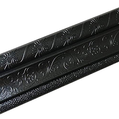BYyushop Home 3D Self-Adhesive Decorative Wall Molding Skirting Line Mural Border Sticker - Black