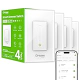 GHome Smart Dimmer Switch - 2.4GHz Wi-Fi Smart Switch Compatible with Alexa and Google Home, White 4 Pack
