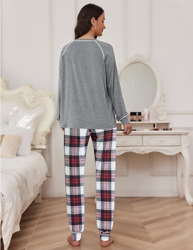 Image of Ekouaer Pajamas Set for Women Soft Comfy Pjs Sets Long Sleeve Sleepwear Loungewear S-XXL