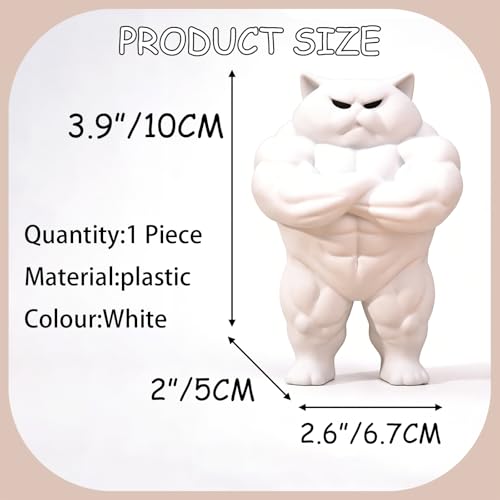 Estatua de Gato Musculoso blanco decorativo miniatura 2