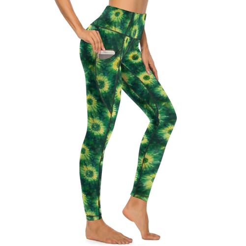 Legging de yoga vert imprimé avec poches pour vos séances de fitness en studio