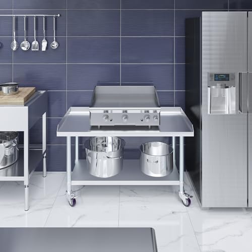 Image of AmGood Stainless Steel Equipment Stand with Undershelf + Casters, Heavy Duty, Commercial Grade, NSF Certified (24 inch Width x 48 inch Length + Casters)