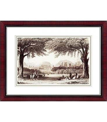 Santi Arts Gallery - Temples and Palaces Madurai - Heritage Painting - Art Print On Eco Friendly Hand Made Recycled Paper - Wall Decorative Item - acid free Ink - Wooden1 Frame - 20x16Inch