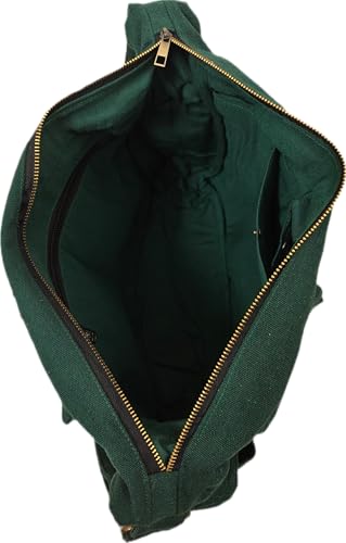 Image of ROUGH Canvas Cotton messenger bag.15'' Lap top. Large size 36x27x11 cm(12Ltr) Metal zipper closure. Allround pockets. Vintage look. Antique fittings.Sustainable