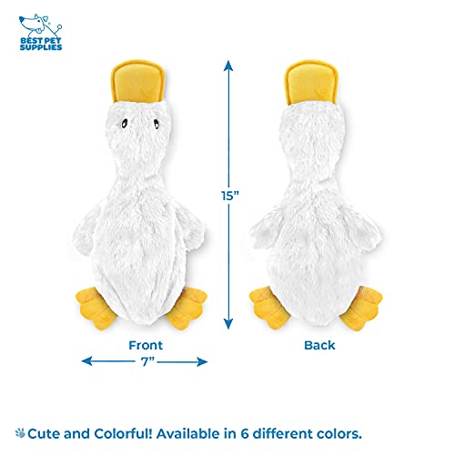 Image of Best Pet Supplies Interactive Squeaky Dog Chew Toy, Ideal Dog Toys for Chewers, Small, Medium & Large Dogs, and Fetch Lovers - Crinkle Duck (White, Yellow & Green), Large