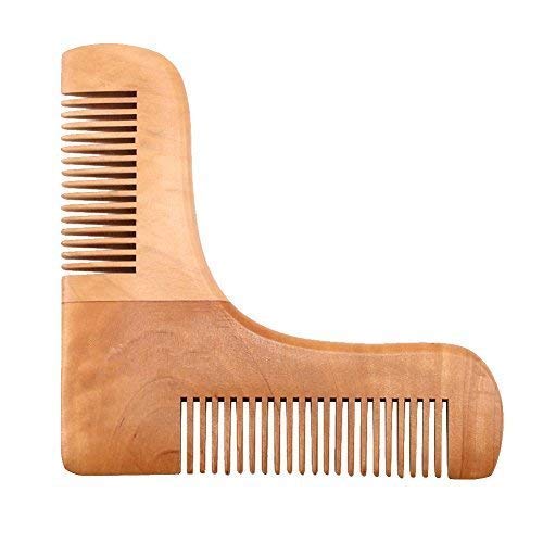 Deamana Men Beard Styling Shaping Template Wooden Comb Tool for Perfect Lines Symmetry