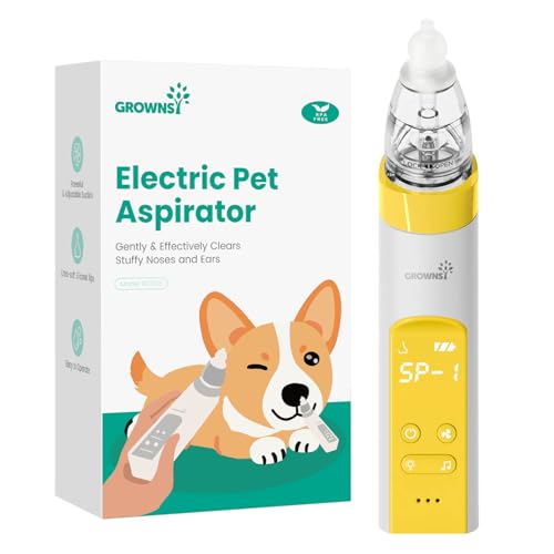 Image of GROWNSY Electric Nasal Aspirator for Pet, Whisper-Quiet Nose & Ear Suction for Dogs, Cats, Puppies & Kittens, Adjustable Suction, Food-Grade Silicone, Relieve Congestion, Clear Milk, Clean Ears