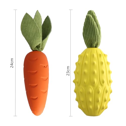 volumoon Hundespielzeug Karotte Ananas, Robustes Kauspielzeug für Welpen, hundekauspielzeug für Zahnreinigung, Gummi Dog Toys, Hund Spielzeug Unzerstörbar, für Kleine Welpen Mittelgroße (Ananas)