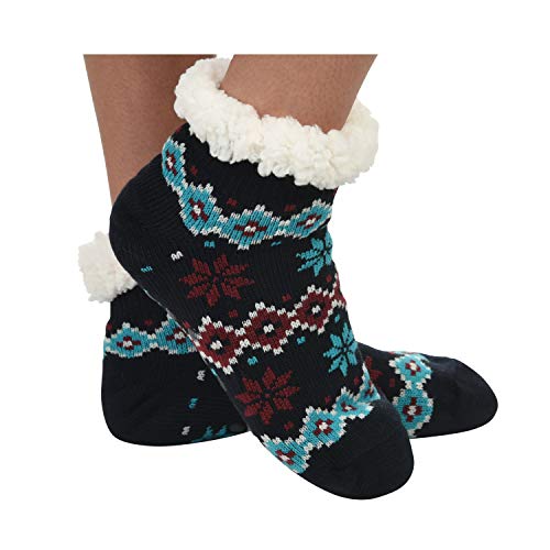 Snoozies Womens Sherpa Socks | Sherpa Footie Sherpa Socks for Women | Black