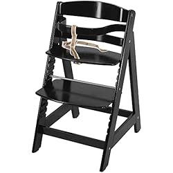 Trona Sit Up roba Trona Evolutiva de Madera Negra Sit Up III, Altura Ajustable, de 6 Meses, Soporta 70 kg, Silla Resistente para Bebés con Barra de Seguridad