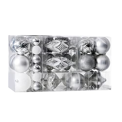 Xmasexp Christmas Ball Ornaments Assorted Shatterproof Christmas Ball Set With Reusable Hand-Held Gift Package For Xmas Tree Decoration (Silver, 102Pcs) #TOP12