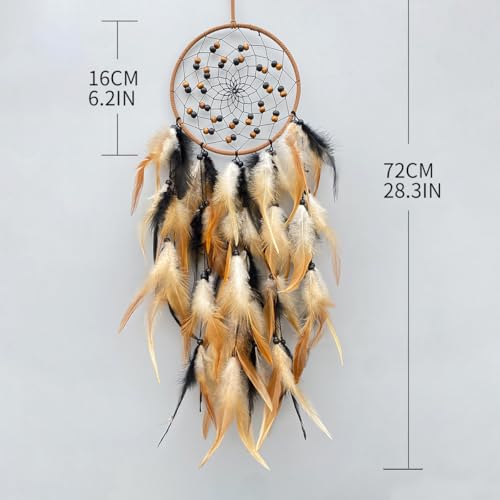 Large Feather Dream Catcher Handmade Native American Dream Catchers Bohe Wall Hanging Decoration Ornament for Kids Bedroom Car Decor Home Decoration Birthday Party Brown - Image 4