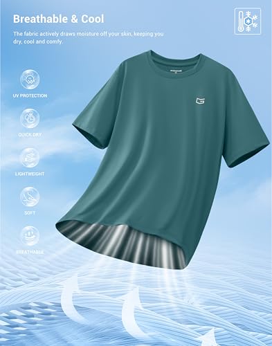 Image of G Gradual Men's Sun Protection Swim Shirt UPF 50+ Rash Guard Short Sleeve Quick Dry Water Hiking Workout Shirts for Men