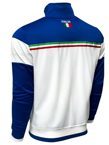 Just 4 Kicks Men's Italy Jacket, White Full Zip Italia Soccer Track Jacket With Zipper Pockets4