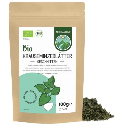 Alpi Nature Krauseminze Tee BIO 100g bio Krauseminzeblätter geschnitten Spearmint Tee Grüne Minze