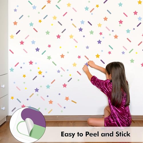 Stickers de pared estrellas y confeti coloridos, 150 y 300 piezas miniatura 3
