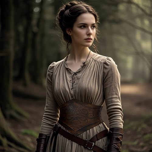 L'VOW Brown Leather Corset Belt Women Renaissance Belt Medieval Viking Belt Wide Cinch Belt2