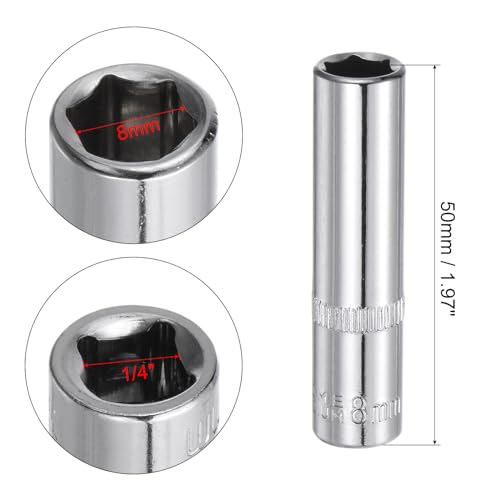 Douille peu profonde de 8 mm avec finition chromée et acier haute performance
