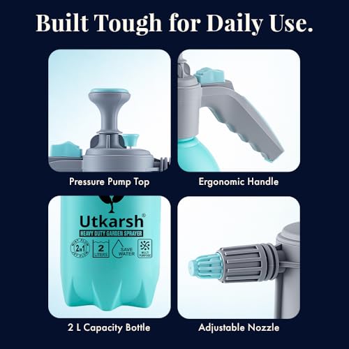 Image of Utkarsh Premium Pressure Sprayer 2 Litre (Aqua Blue) | Pressure Spray Bottle for Plants | Gardening Water Pump Sprayer | Plant Spray Bottle for Garden | Spray Bottles for Gardening, Pack of 1