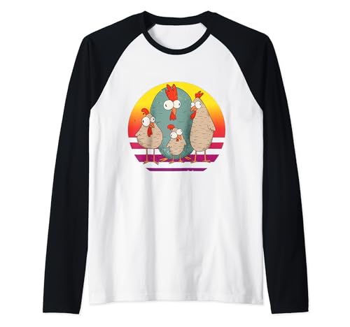 Pollo loco divertido en Comicstyle Crazy Chicken Crew Camiseta Manga Raglan