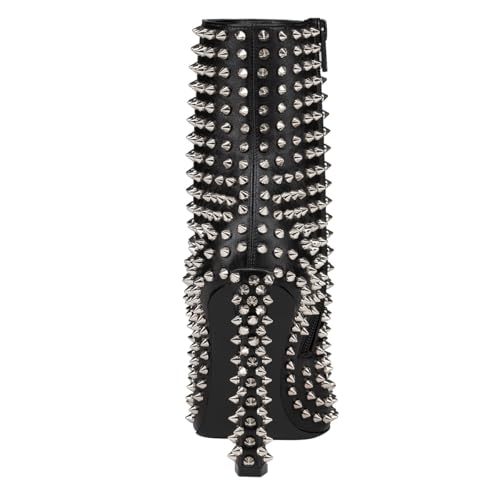 FSJ Women Studded Rivets Ankle Boots Pointed Toe Side Zipper High Heel with Spike Fashion Short Booties Sexy Party Shoes Size 4-16 US3