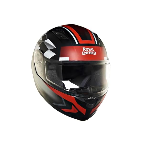 Royal Enfield ISI Certified Lightwing Full Face Riding Riding Helmet Checks Matred (XL) 62 Cm-High Impact Grade Thermoplastic & High Density Head EPS Liner for Superior Impact Protection & Durability