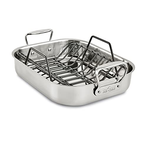 Comparison: Best Stainless Steel Roasting Pan 9 All-Clad Specialty Stainless Steel Roaster with Nonstick Rack 11x14 Inch Oven Broiler Safe 500F Roaster Pan, Pots and Pans, Cookware Silver