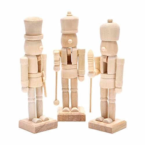 Honeyb Nussknacker aus Holz unbemalt | Weihnachts-Nussknacker-Figuren,DIY-Holz-Nussknacker-Figuren für Indoor-Tisch-Desktop-Kamin Home Farmhouse Decor Cover