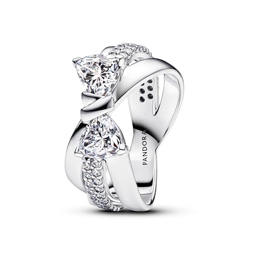 PANDORA Anello da donna con fiocco scintillante incrociato, argento 193553C01, 56/17,8, Argento sterling, Zirconia cubica