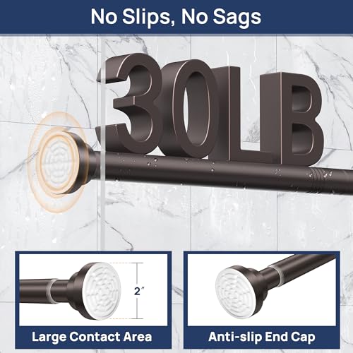 Image of ENJOYBASICS 2 Pack Tension Curtain Rod, 32-66 inch Adjustable, Stable, Bronze