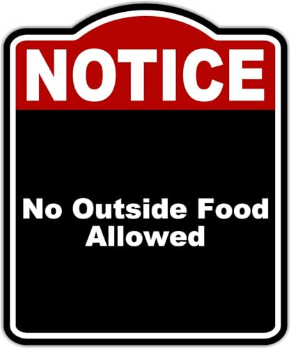 No Outside Food Allowed Notice Red Black Aluminum Composite Sign 8.5 x 10 inches